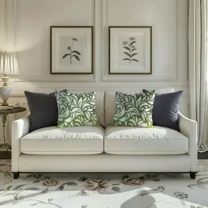 A pair of deep green curly grass vine pillows and cushions with retro European patterns, exquisite and durable, light luxury decorative pillowcases, multiple styles to choose from, 17.71 x 17.71 inches