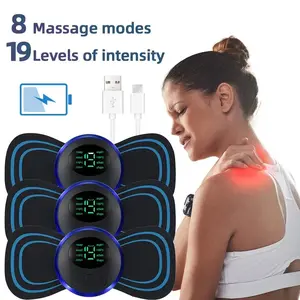 Electric Neck Massager EMS Muscle Massage Stimulator Low Frequency Instrument Back Cervical Calf Patches Pain Joints Mini Device Cordless Lightweight Relaxation Aid Neck Shoulder Relaxer