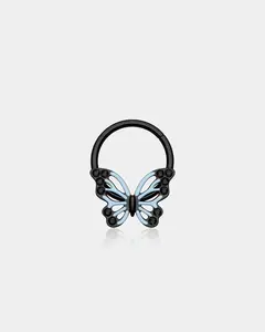 Black Blue Butterfly Segment Septum Ring