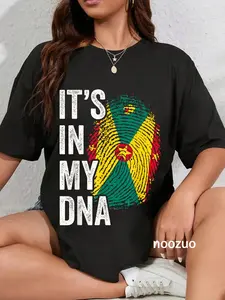 100% Cotton ITS IN MY DNA Grenada Flag Grenadian Roots Pride Genetic T-Shirt