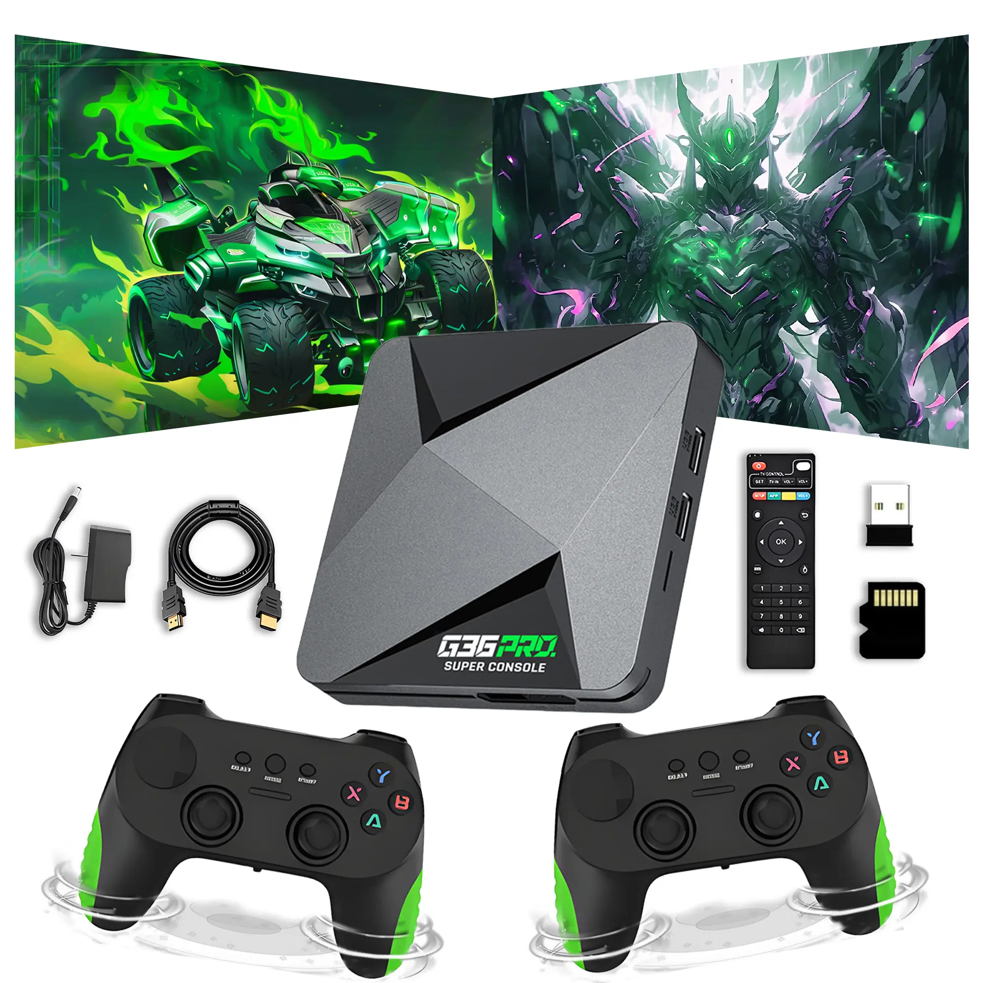 G36 Pro Retro Game Console Game Box,  Compatible with 50+ Emulators,EmuELEC 4.3 + Android 9.0 Dual System,4K HD Wireless Retro Game Stick,Plug & Play Video Games for TV,Dual Wireless Controllers (256G)