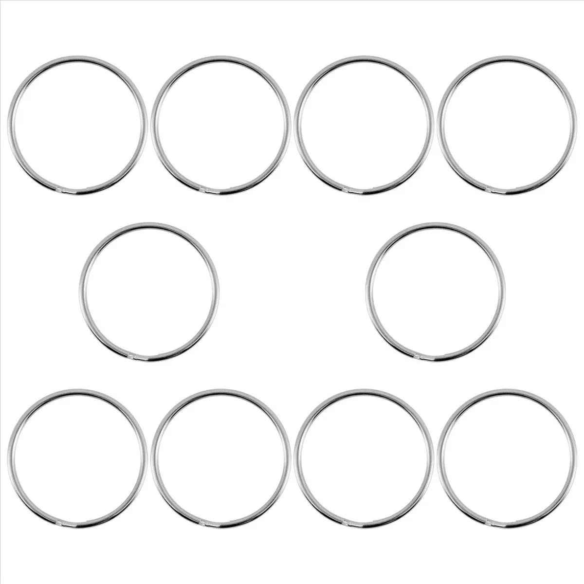 Heavy-Duty Large Size 50mm Nickel Finish Keyrings Set, Sprung Hoop Split Ring Key Loop for Cycling & Outdoor Recreation
