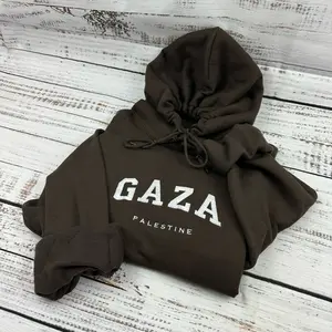Gaza Palestine Embroidered Hoodie - Palestinian Gaza Hoodie Polyester Womenswear hoodies men Check Jersey