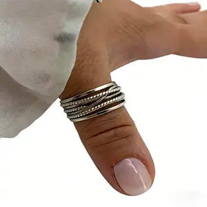 Adjustable Vintage Court Style Thumb Ring For Women Multi Layer Braided Open Boho Jewelry Dainty Stacking Rings All Seasons Gift L36