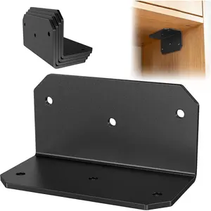 4 Inch Heavy Duty Galvanized L Bracket, 90 Degree Angle Bracket for Wood, 4"*2"*2" Metal Corner Brace for Floating Shelves, Table, Framing, Fence, Deck, Furniture (Black-4PCS)