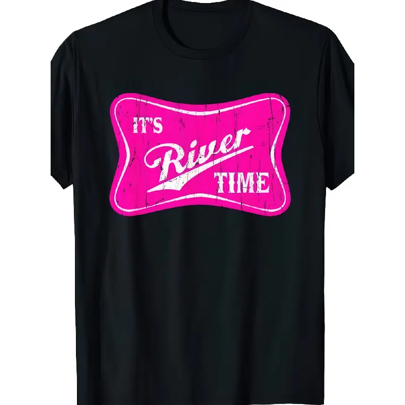 Its River Time T-Shirt River Life Summer Tee Lake Boating Shirt for WomenUnisex for Daily Wear 2025 Summer Trendy Streetwear Fashion Top Quality Comfortable Casual Printed T-shirt Black Oversized Graphic Tshirt