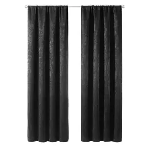 Shimmer Rod Pocket Blackout Halloween Curtains Set of 2 Black 37" W x 84" L