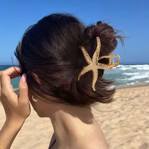 Vintage Ocean Theme Starfish Design Metal Hair Accessory for Women, Large Non-slip Hair Claw Clips for Thick Hair, Boho Chic Hair Jewelry, Boho Hair Accessories, Tropical Hair Accessories, Hair Clip