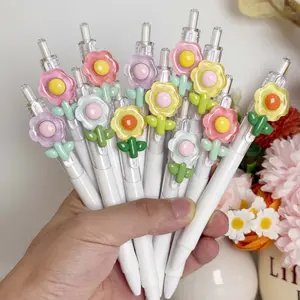 20/30pcs Fresh INS Style Transparent Flower Gel Pens, High-quality Cute Retractable Ballpoint Pens, White Barrel for School, Office & Party Use, Random Styles.