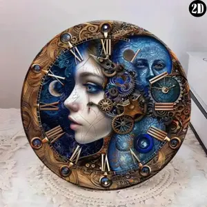 Vintage Industrial Steampunk Gear Wall Clock Aluminum Sign for Home Office Outdoor Garden Decor