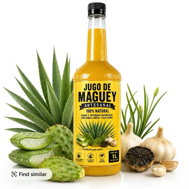 Jugó de Maguey Artesanal, Maxima Calidad de Exportacion -  100% Natural Reinforced with Sábila Nopal and Ajo Chino Strong Flavor Beverage Syrup Jugo De Maguey Y Sabilla