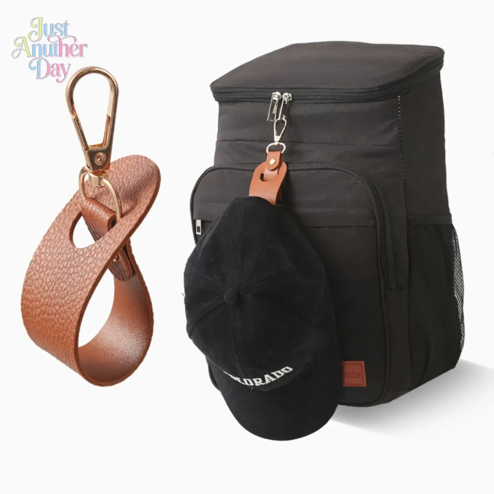 Pack of 3 Leather Hat Clips with Metal Hook, Portable Hat Holder for Backpacks & Tote Bags, Hands-Free Clips for Baseball Caps & Sun Hats, Ideal for Travel & Outdoor Use