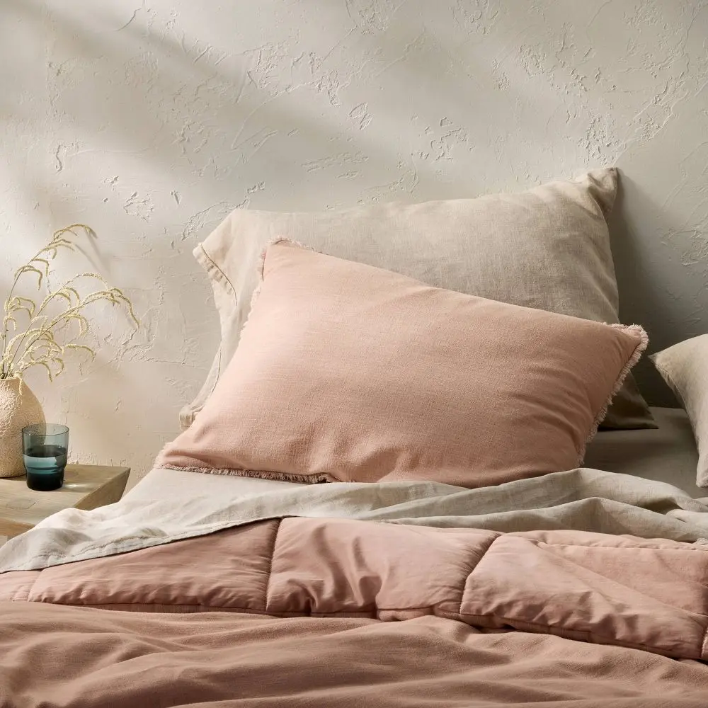 King Heavyweight Linen Blend Comforter Sham Light Adobe Clay - Casaluna