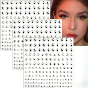 Unisex Non-Piercing Body Jewelry Set, Stick-On Face Gems, Lip Studs, Fake Nose Rings, Eyebrow Studs, Silver Belly Button Stickers, Face Stickers, Earrings for Punk Y2K Makeup