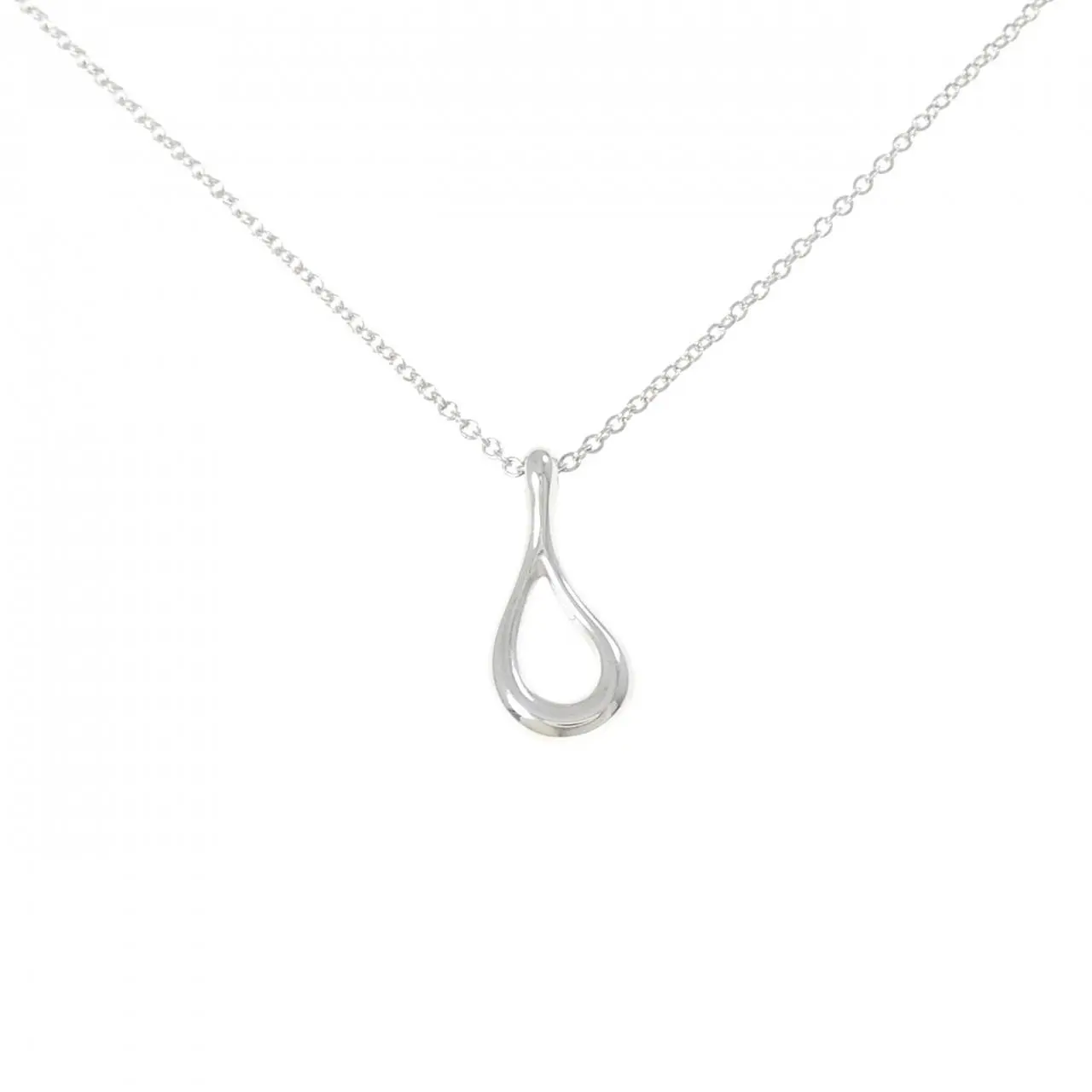 Pre-owned Tiffany & Co. Sterling Silver 925 (Ag925) Small Leather Goods Open Teardrop 925 Necklace