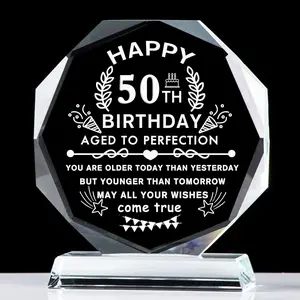 50th Birthday Gifts for Women Men Unique 50 Years Old Birthday Gifts Laser Engraving Glass Plaque Keepsake for Dad Mom 50th Birthday Gifts Ideas for Uncle Aunt Friends