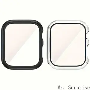 2 Pack PC Watch Case with Screen Protector, Full Coverage Protective Cover, Compatible with Apple Watch 38–46mm Series 1–11 SE Ultra Wearable