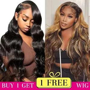 [Combo sale 30"&30"] buy 1 get 2 wig" 22Inch 13x4 Body Wave Lace Frontal Wigs + 13x4 22Inch Body wave 4/27 Human Hair Hair Pre Plucked HD Transparent Lace Front Human Hair Wigs 180% Density