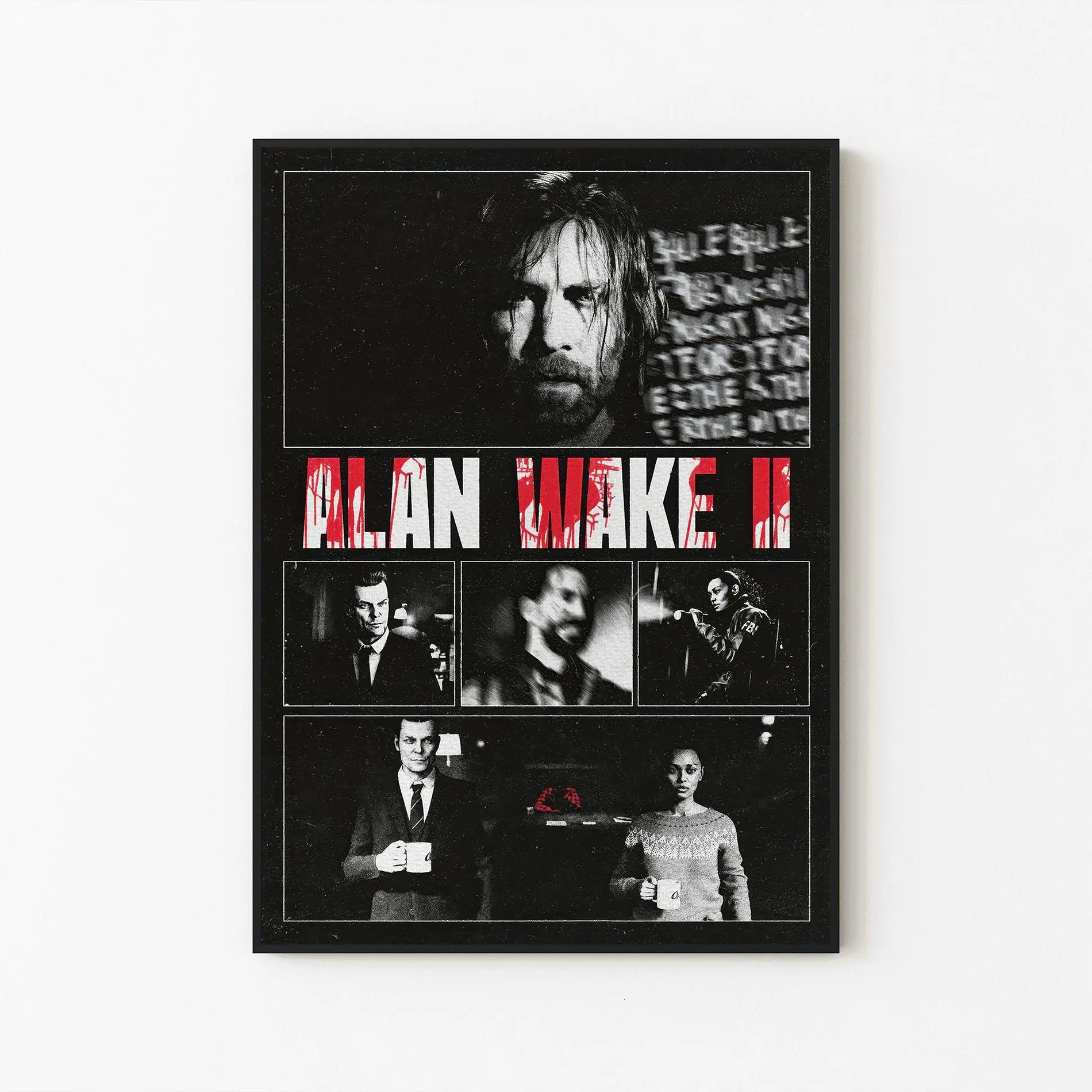 [Unframe] Alan Wake 2 Game Cover Art Poster, Psychological Thriller Gaming Wall Art, Dark Atmosphere Decor, Modern Gamer Room Artwork, Gift for Game Fans