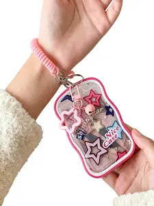 Dopamine Y2K Star Card Holder, Transparent Bus Pass Case, High-Profile Student ID Protector, Id Badge Holder, Keychain with Lanyard, Gift for Her