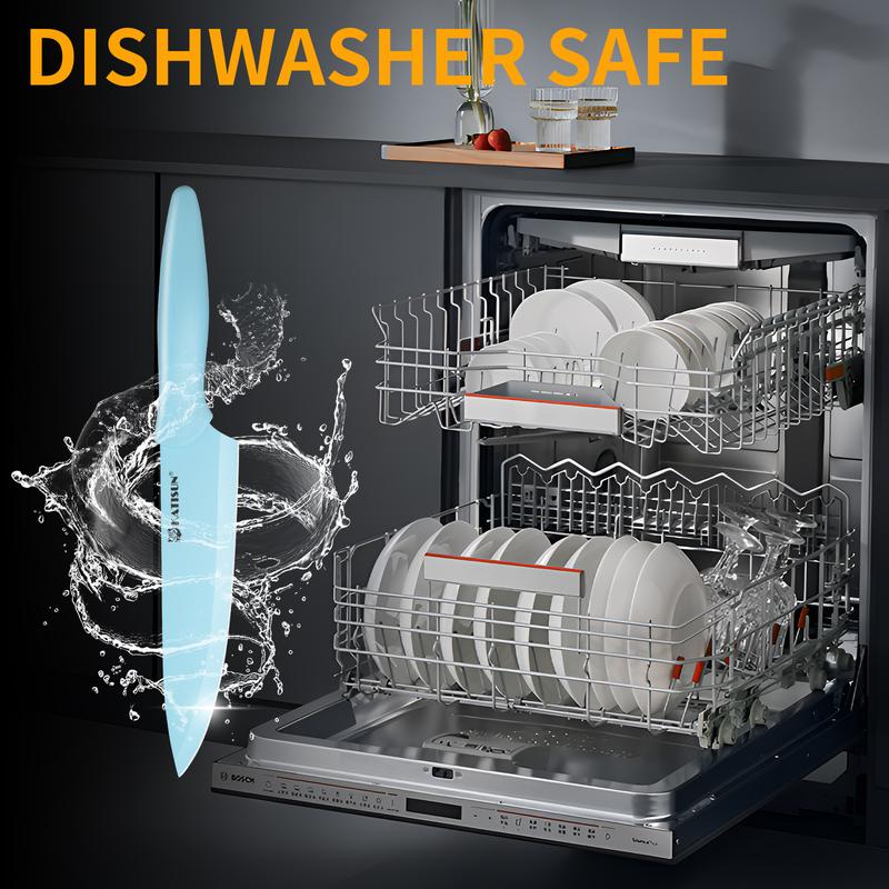 14 Pieces Blue Kitchen Knife Block Set , Anti-Rust Color Titanium Coated Carbon Steel, 12 Knives with Kitchen Shears and Block, Dishwasher Safe,TikTokShopBlackFriday