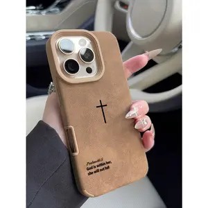 Retro velvet texture cross Bible verse phone case, minimalist religious style cross Christian cool phone case, suitable as a Christian gift for girlfriend/boyfriend, compatible with iPhone 17/16/15/14/13/12/11/x/xs/xsmax, a gift for friends, family, and y