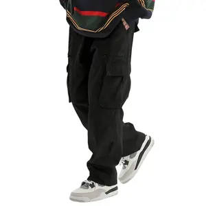 Menswear Multi-Pocket Cargo Pants - Black, Beige, Urban Streetwear Essential, Edgy Fashion Statement, Casual Trousers