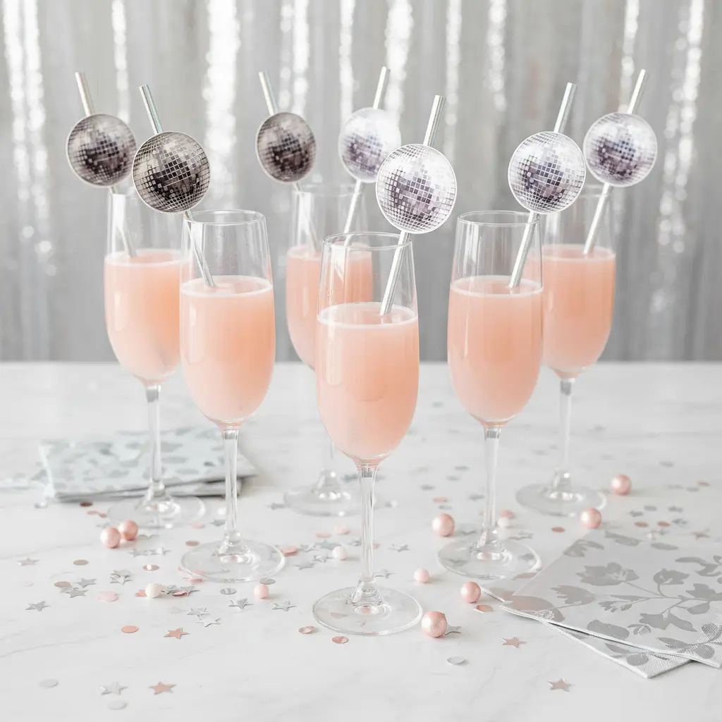 Disco Ball Drink Stirrers: New Year's Paper Drink Straws & Table Decor- 12pk