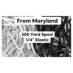 SALE- 200 Yard Spool Elastic, 1/4” Flat Braided Elastic, 6mm Black White Stretch Elastic, Soft, Face Masks, US Seller, Quick Ship, Premium