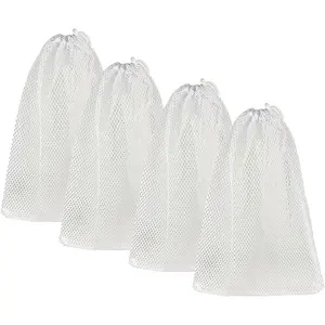 4 Pieces Premium Nylon Mesh Chum Bag for Enhanced Fishing Attraction 12 x18 inch Chum Bag with Drawstring
