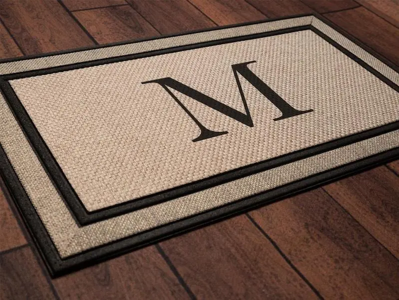 Single Initial Monogram Doormat, Classic Serif style letters - Personalized wedding housewarming gift, classy monogram