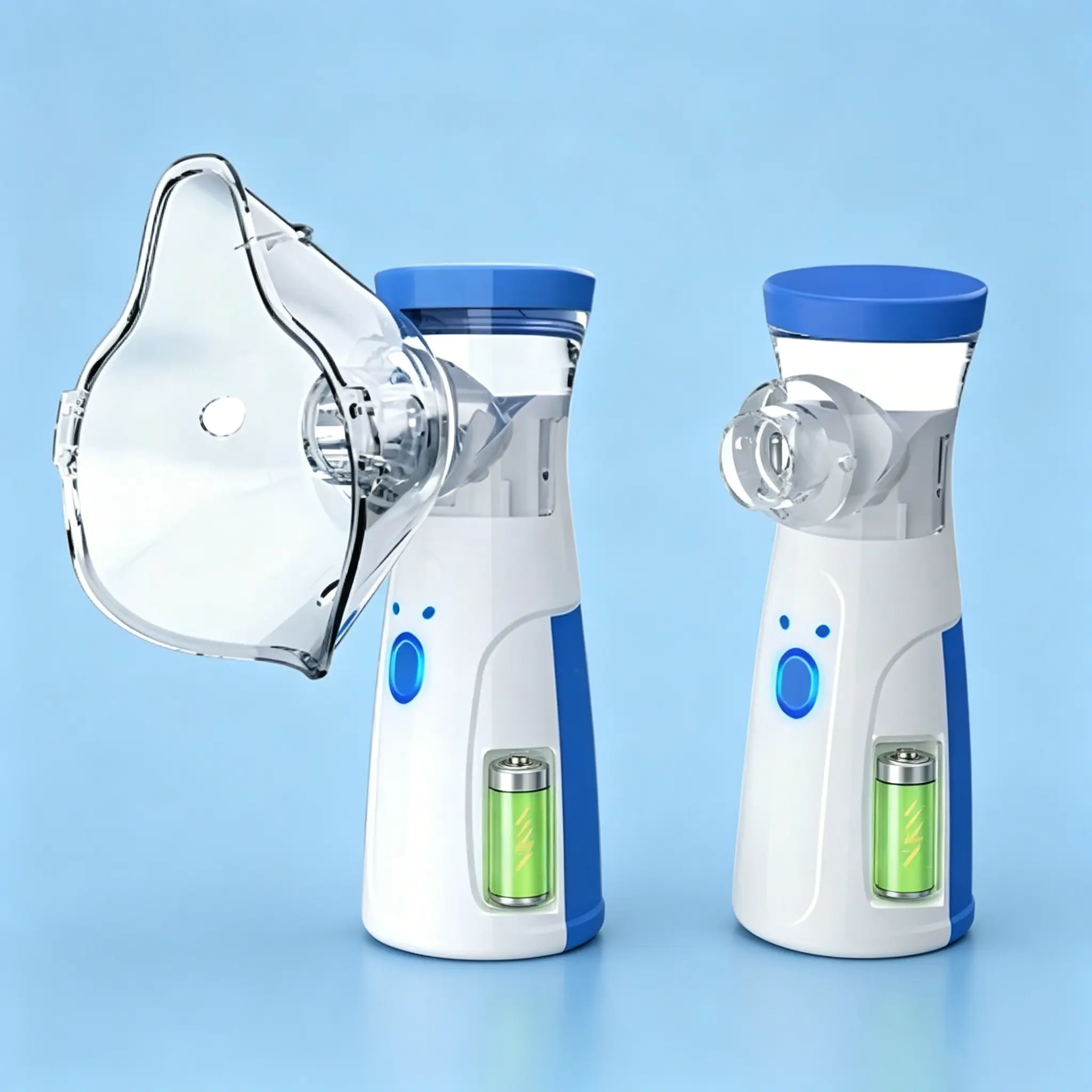 2PCS Handheld Humidifier with 400mA LithiumBattery for Adults & Kids Adjustable , Includes Face Mask and Mouthpiece, Features a Compact and Self-Cleaning Design, Suitable for Home Use, Travel, and Respiratory Assistance.