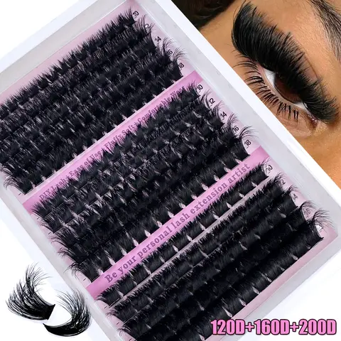 300pcs D Curl DIY Eyelash Extensions, Mixed Length 10-18mm, Natural Fluffy Volume, Volumized False Eyelashes, 3 Styles, Cat Eye Effect, Dramatic Look, DIY Personal Lashes, DIY False Eyelashes, Fluffy Lash Clusters, Eyelash Cluster Set, DIY Makeup Lashes