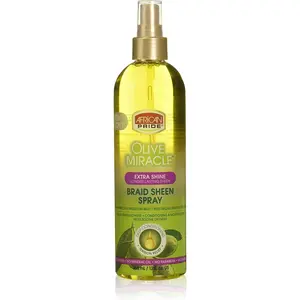 African Pride Olive Miracle Braid Sheen Extra Spray 12 Ounce for Natural & Synthetic Hair Soothes Itching Promotes Shine - Haircare, Gel