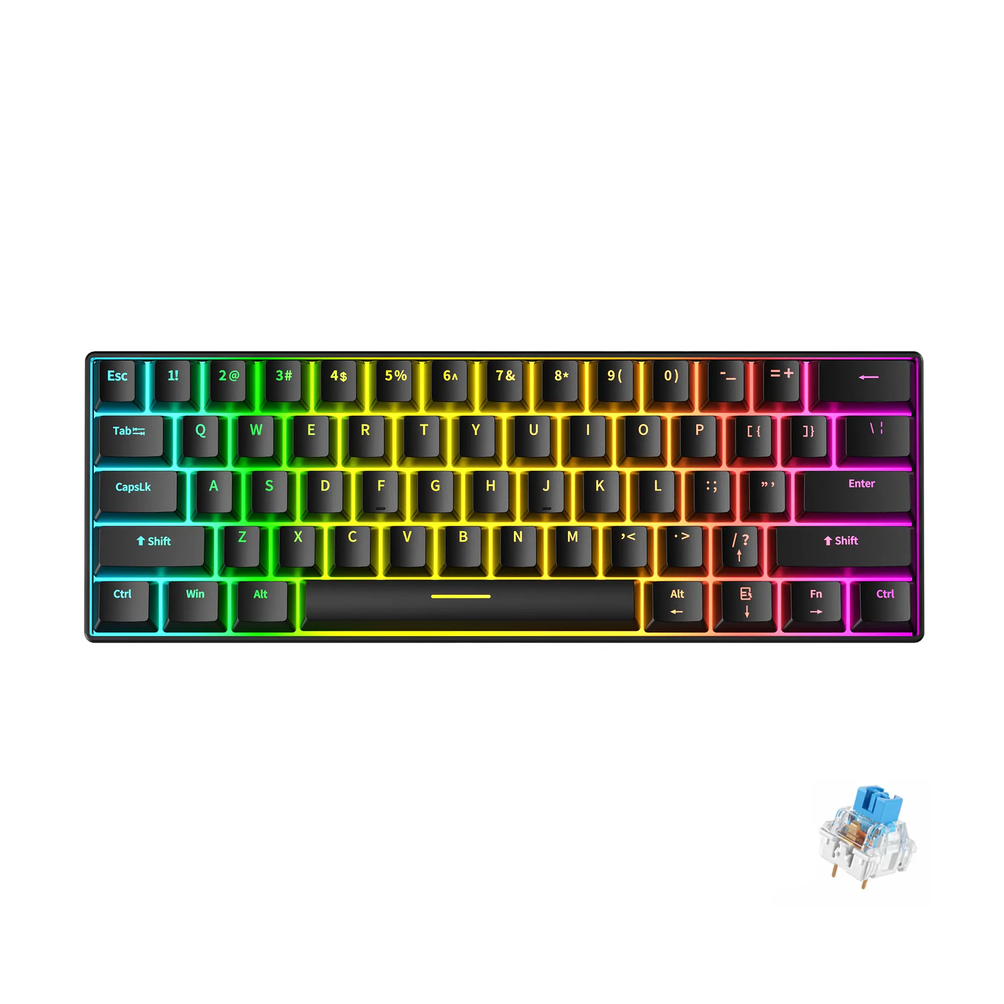 ZIFRIEND H61K Portable 60% Mechanical Gaming Keyboard with Mixed