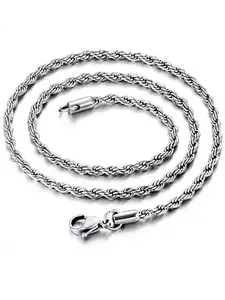 Stainless Steel Twisted Rope Chain Necklace, Unisex 3-7mm Width, Adjustable 16-30 Inch Link Choker Exquisite Chain Jewelry Gift for All Occasions