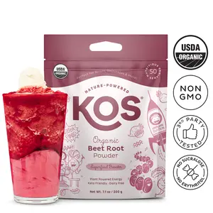 KOS Organic Beet Root Powder — 100% Beetroot Superfood Powder, Third Party Tested, 50 Servings
