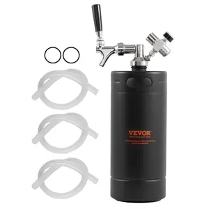 VEVOR Beer Growler Tap System, 170Oz 5L Mini Keg, 304 Stainless Steel Pressurized Beer Growler, Keg Growler with Pressure Display, CO2 Regulator Faucet, Leak - Proof Ring For Draft, Homebrew, Craft BeerVEVOR Super Brand Day