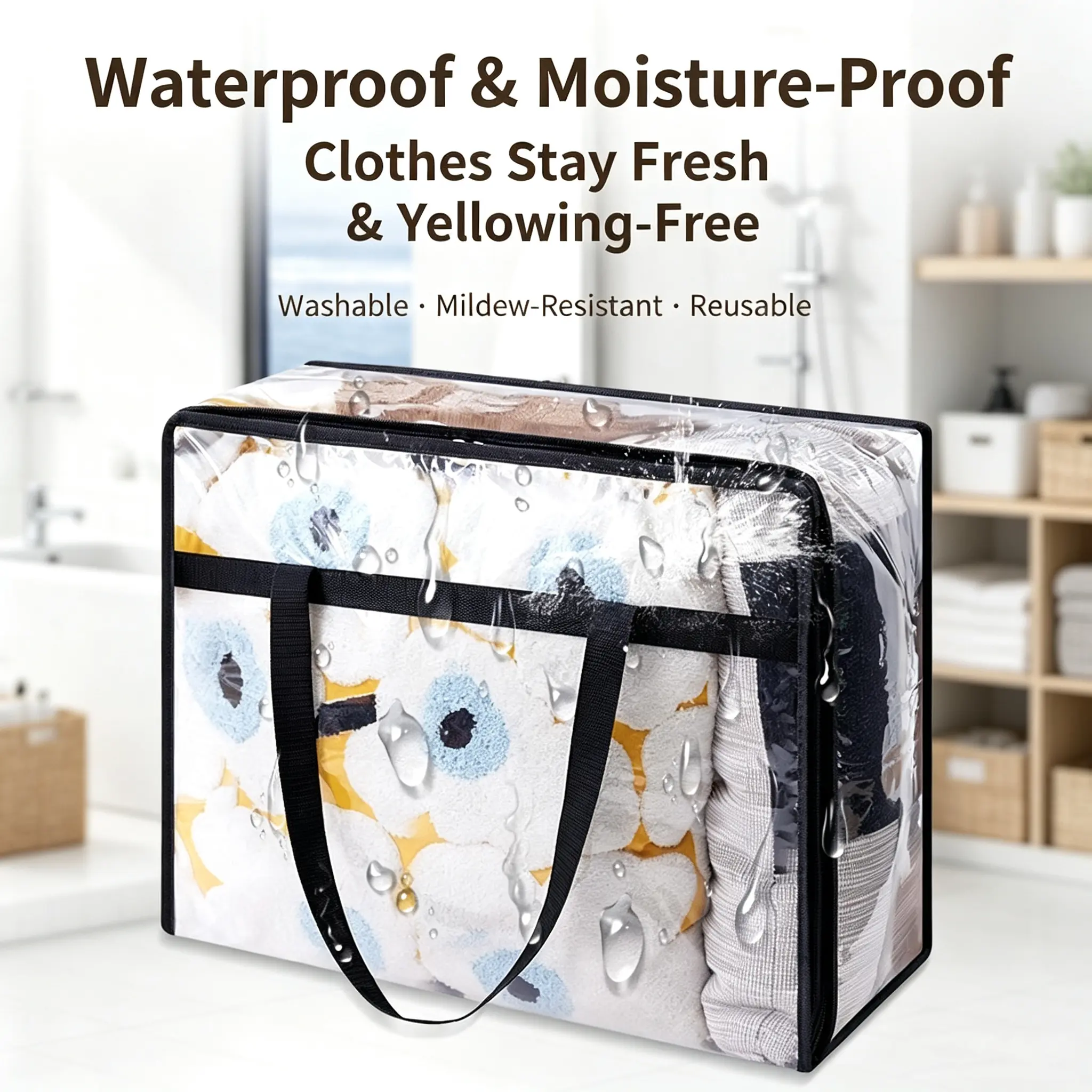 4-Piece PVC Portable Storage Bag for Home, Moving - Dust-Proof, Moisture-Proof, Large-Capacity Clear View Home Organizer