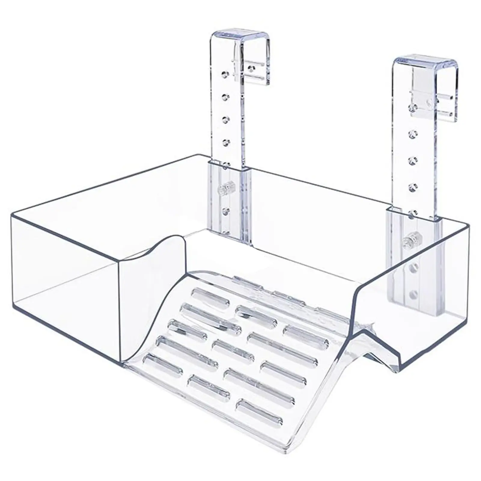 Suction Cup Suspended Turtle Platform with Adjustable, guardrail and Tilted Acrylic Transparent Cradle Platform, Suitable for Decorating Water Tank Accessories