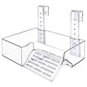 Suction Cup Suspended Turtle Platform with Adjustable, guardrail and Tilted Acrylic Transparent Cradle Platform, Suitable for Decorating Water Tank Accessories