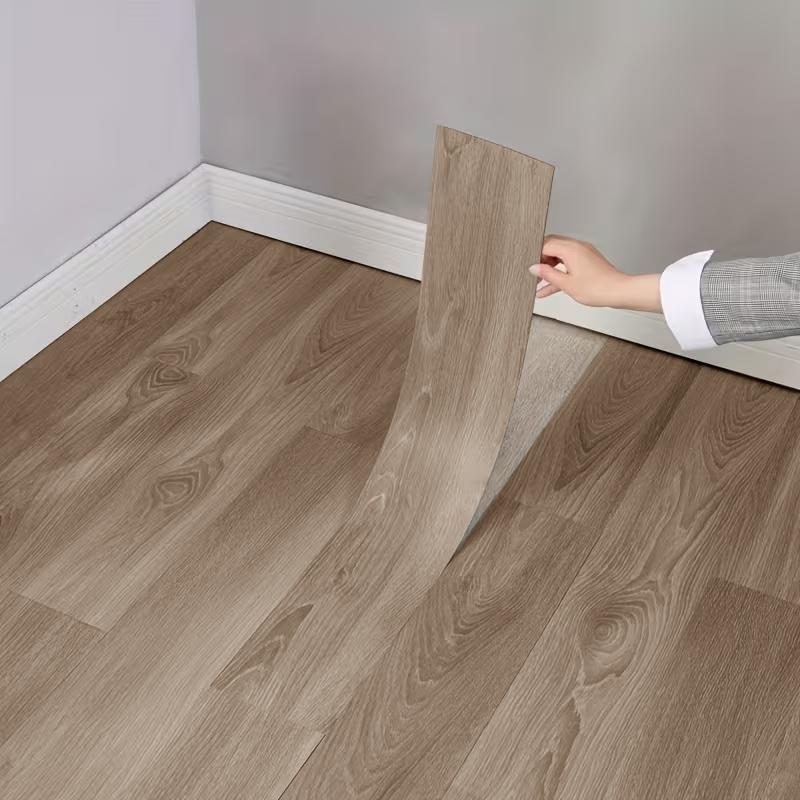 30 Pcs Glossy PVC Self-Adhesive Wood Grain Floor Stickers, Durable Waterproof and Oil-Proof Flooring Patchwork for Universal Home Use