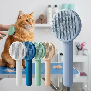 Self-Cleaning Pet Deshedding Brush, 304 Stainless Steel Grooming Tool for Dogs and Cats, Anti-Static Detangling Comb with Ergonomic Handle, Effortless Fur Removal and Massage in One, Grooming Accessories