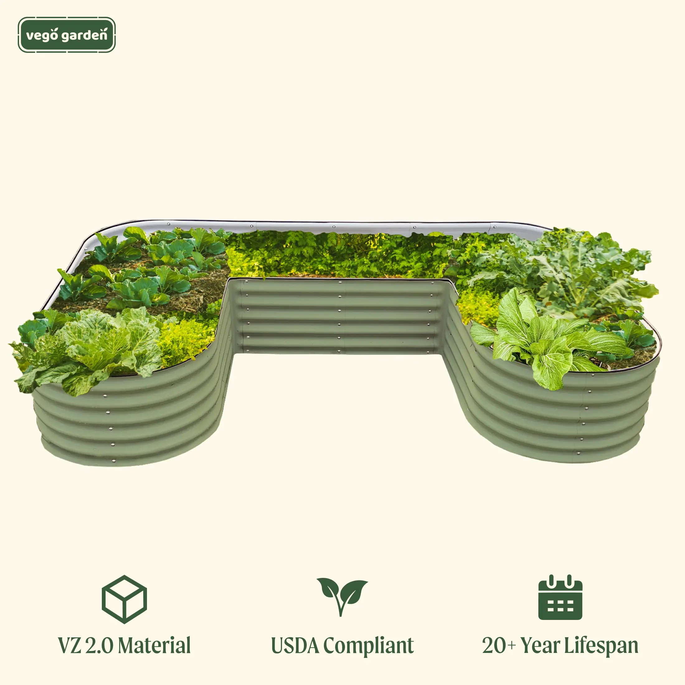 17" Tall U-Shaped Standard Size Raised Garden Bed Kit Standard Size for Easy Access to Growing Space Outdoor Planters