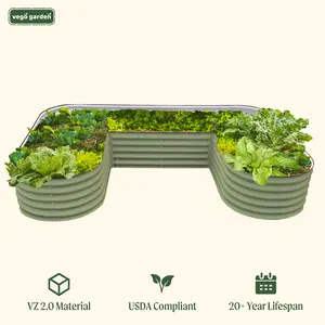 17" Tall U-Shaped Standard Size Raised Garden Bed Kit Standard Size for Easy Access to Growing Space Outdoor Planters