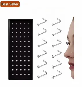 THUNARAZ Straight L Shaped Stainless Steel Nose Studs Rings Piercing Pin Body Jewelry 20G-22G 1.5mm 2mm 2.5mm