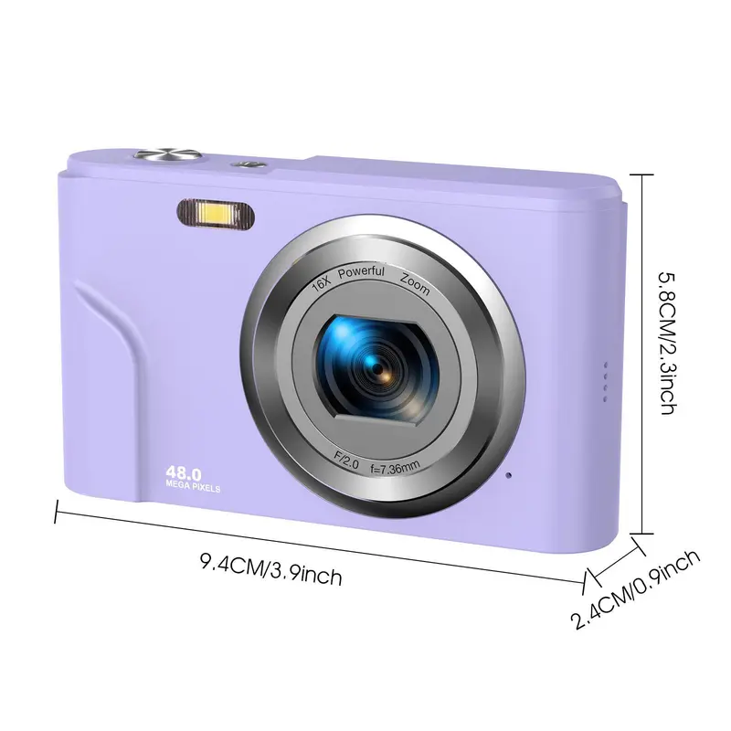 Auto Focus Digital Camera, 1 Count Full HD 1080P/48MP Mini with 32G Memory Card, Ff (F/3.2, f=7.36mm), 16x Zoom for Teenagers Beginners, Mini Camera, Electronic Portable Camera 1