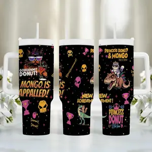 Dungeon Crawler Carl 40oz Tumbler With Handle, Princess Donut Stainless Steel Cup, God Dammit Carl Travel Mug, LitRPG Fan Gift, Donut And Mongo Fan - bok10197