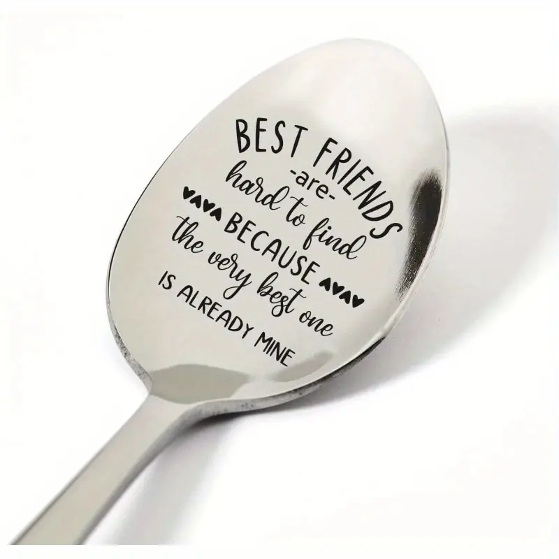 Best Friend Engraved Stainless Steel Spoon, Cutlery, Tableware, Utensils, Fun Friendship Gift for Home, Coffee, Dessert, Tea, Ideal Birthday or Valentine's Day Gift