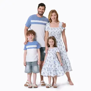 PatPat Family Matching Outfit: Floral Smocking Casual Suit mommy and me matching sets 4th of July Independence Day sale